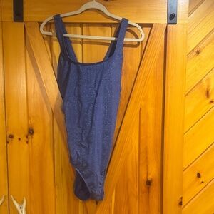 Lands' End Shimmery Navy One-Piece Swimsuit